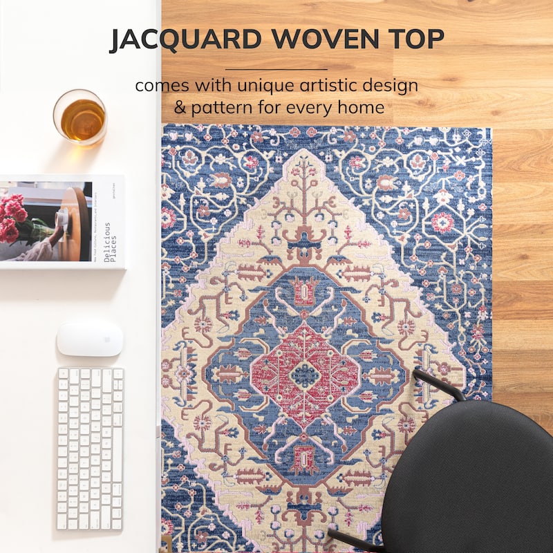 Jani 40"x54" Rug'd Chair Mat-Rug Style Office Chairmat for Carpet & Hard Floors| 0.5" Thick |Non-Slip, Foldable Desk Chair Mat
