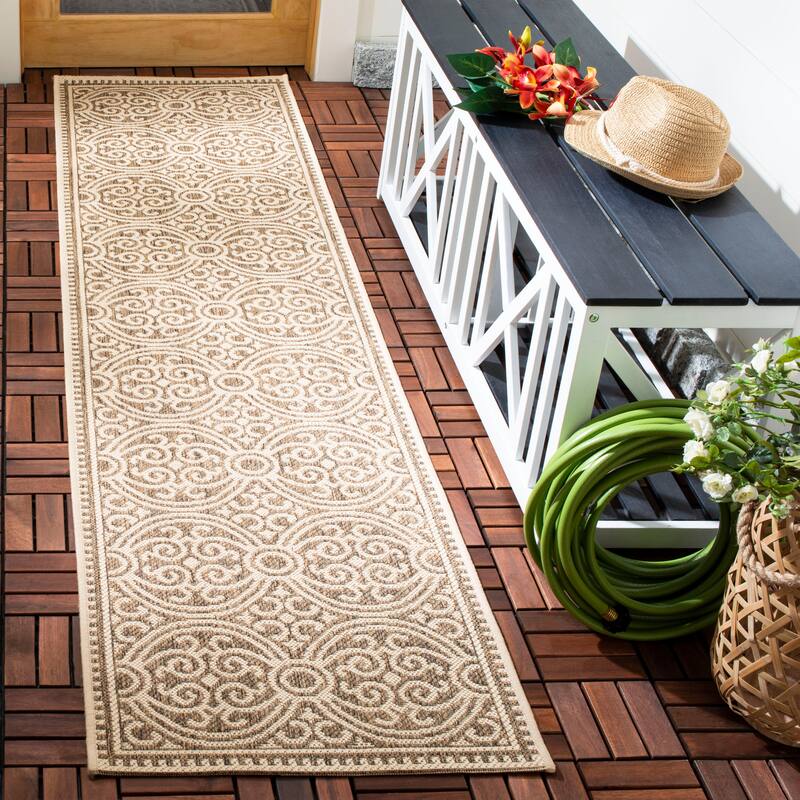 SAFAVIEH Beach House Guilene Indoor/ Outdoor Waterproof Patio Backyard Rug - 2'2" x 10' Runner - Cream/Beige