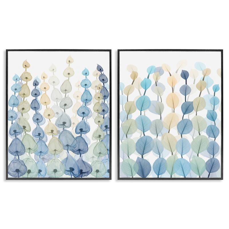Stupell Seaweeds And Ocean Plants Blue Green Pattern Designs 2pc Multi Piece Framed Wall Art Set - 16 x 20 - Black