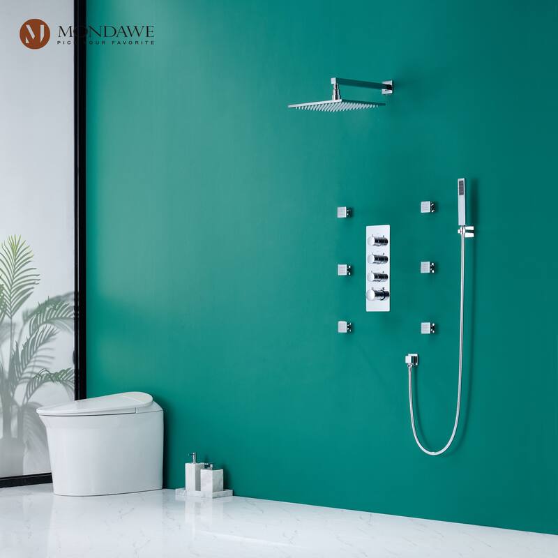 3 Functions Thermostatic LED Light Wall Mounted Shower System