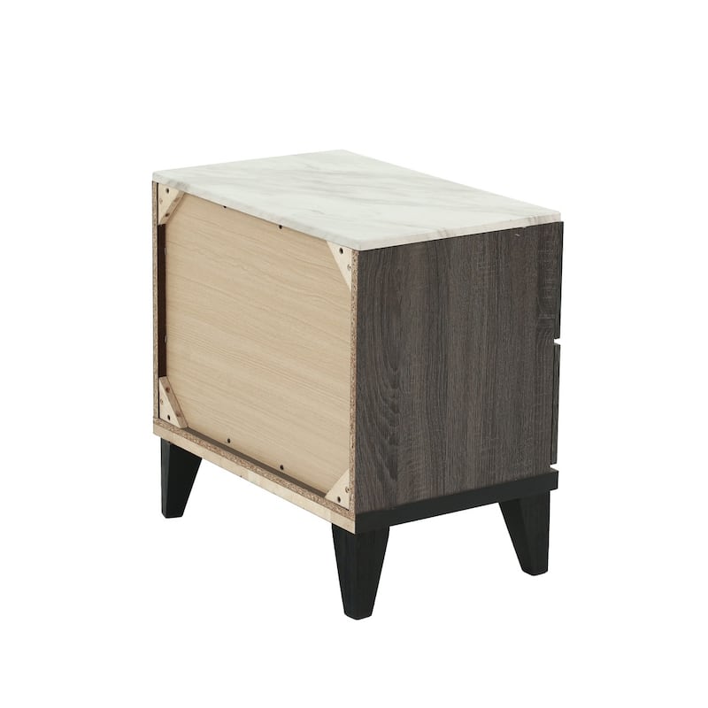 Two-tone Wooden Nightstand with 2 Drawers