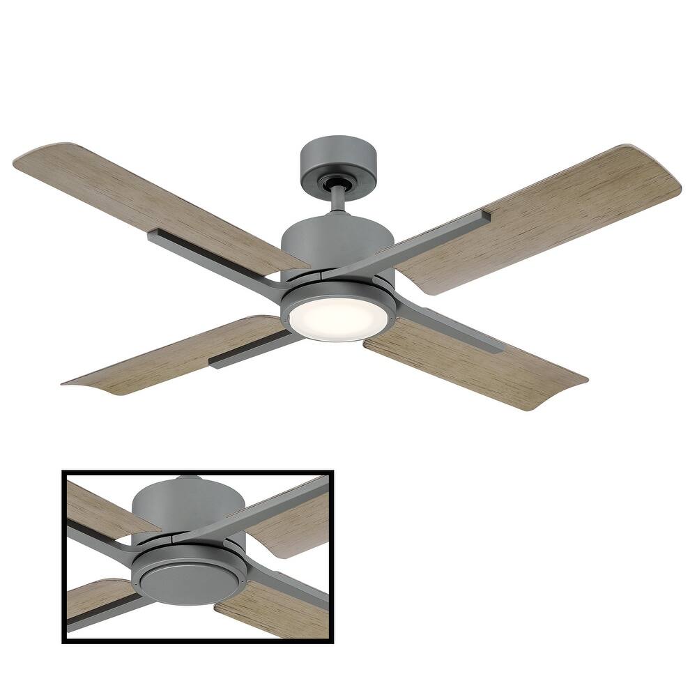Cervantes 56 Inch Four Blade Indoor / Outdoor Smart Ceiling Fan with Six Speed DC Motor and LED Light.
