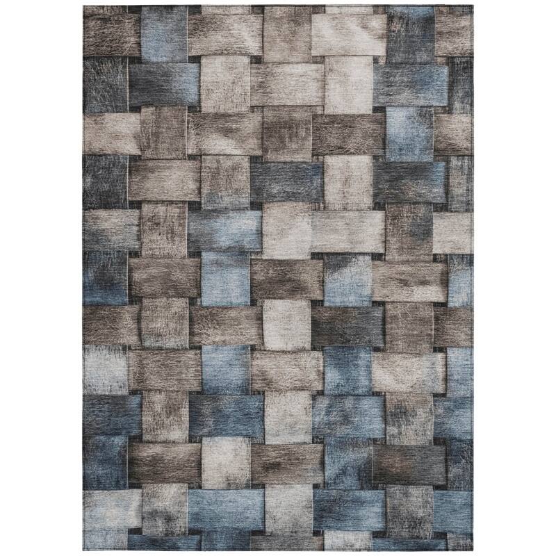 HomeRoots Striped Transitional Rectangle Outdoor Rug