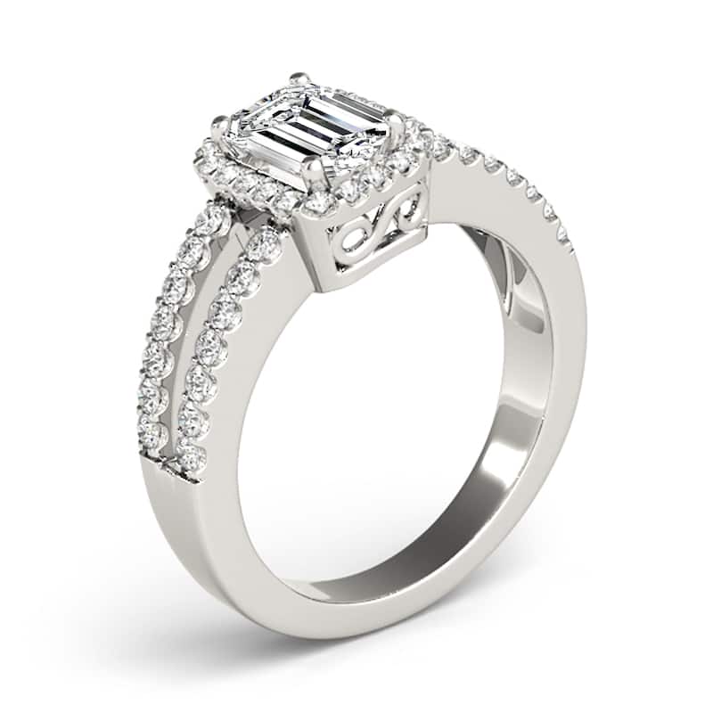 Auriya 14k White Gold Lab Grown Emerald Diamond Halo Engagement Ring 0.50 to 5.00 ct. tw. (F-G VS)