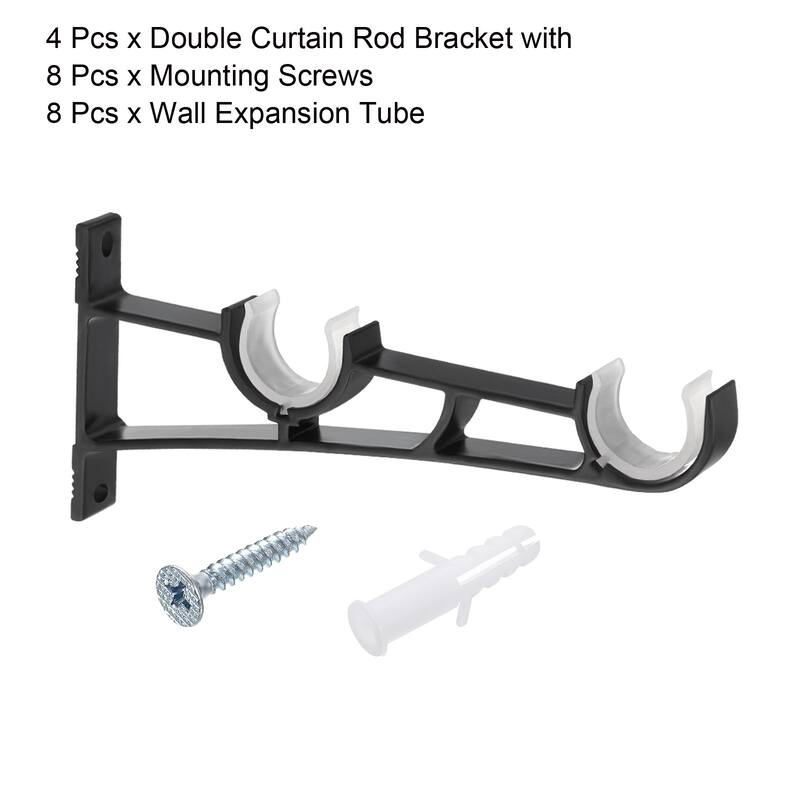 Double Curtain Rod Bracket, 4Pcs - Aluminum Alloy Curtain Rod Holders