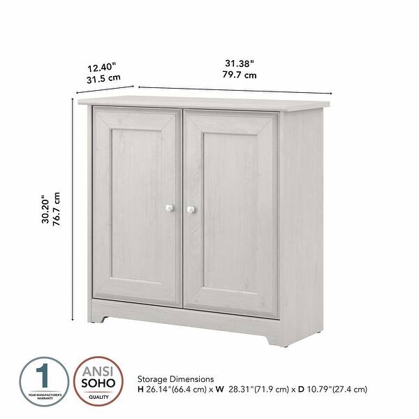 dimension image slide 3 of 9, Bush Furniture Cabot Small Storage Cabinet with Doors - 31.38"L x 12.40"W x 29.96"H