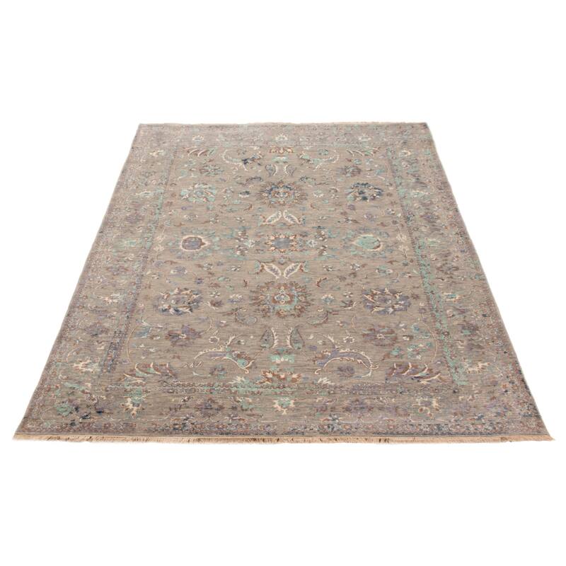 ECARPETGALLERY Hand-knotted Heritage Taupe Silk, Wool Rug - 6'5 x 9'7