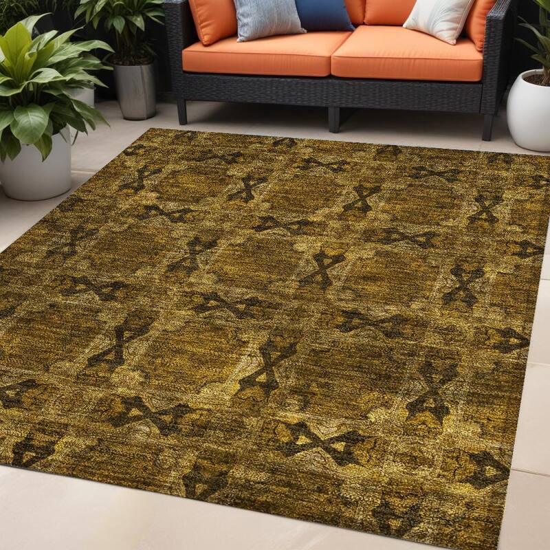Lafi Botanic Elegance Weather Resistant Classic Meets Modern Outdoor Rug - 5' X 8' - Chocolate