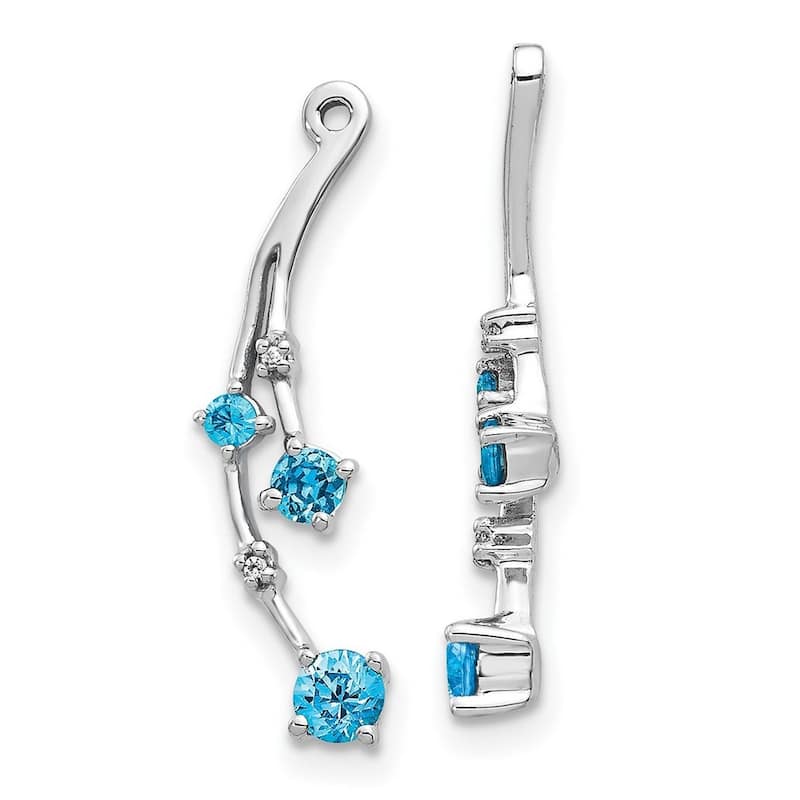Curata 14k White Gold Diamond and Blue Topaz Earrings Jackets - 23x8mm Wide