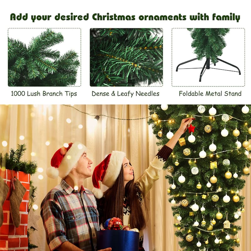 Gymax 7ft Artificial Upside Down Christmas Tree Holiday Decoration w/ - See Details