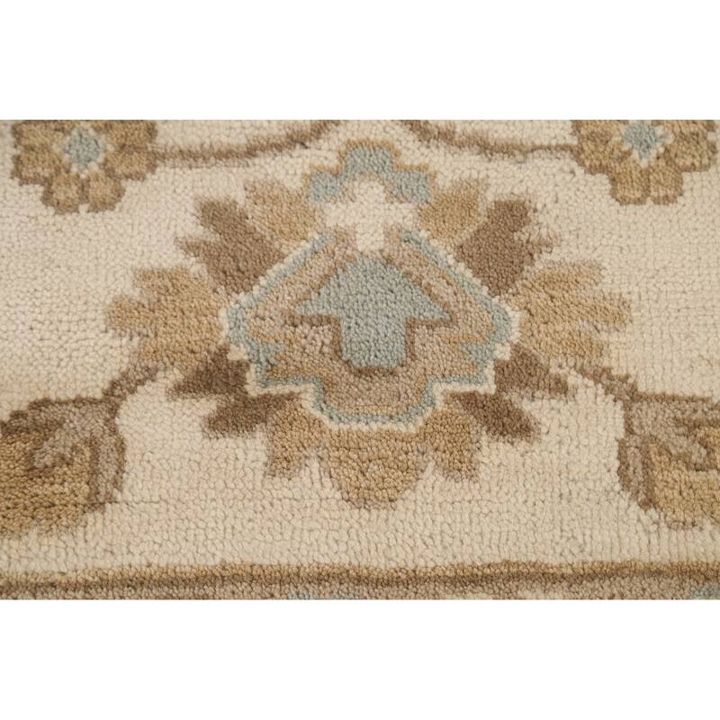 Earth Tone Oushak Indian Area Rug Handmade Wool Carpet - 9'3"x 11'10"
