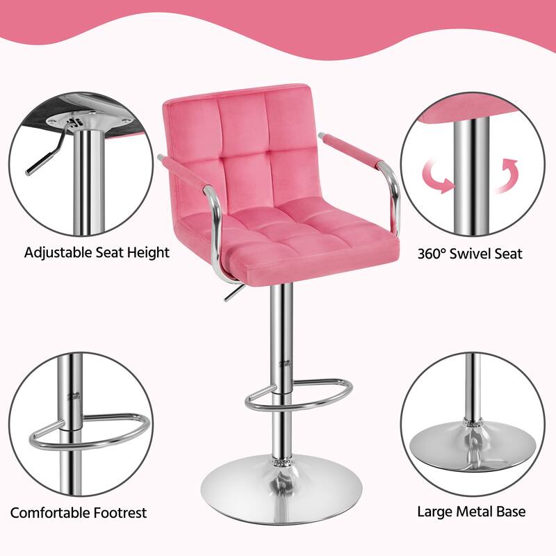 Yaheetech Bar Stools with 360-Degree Swivel and Adjustable Height- Set of 2