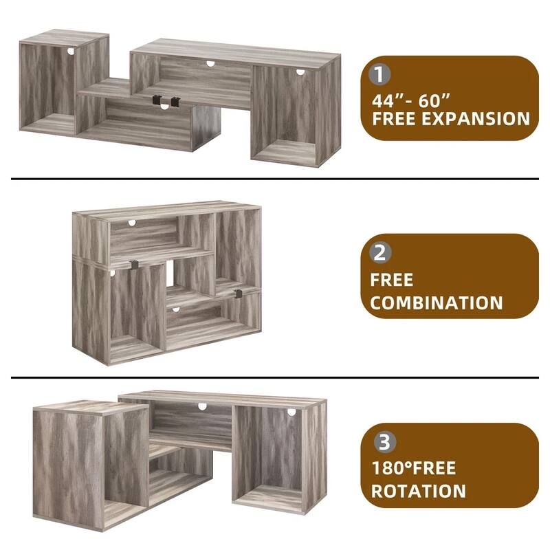 Deformable TV Stand with Led Lights for 65/70/75 Inch TVs Brown - 42 inches