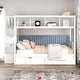 preview thumbnail 1 of 9, Elegant Twin over Full Bunk Bed with Shelfs, Storage Staircase and 2 Drawers White