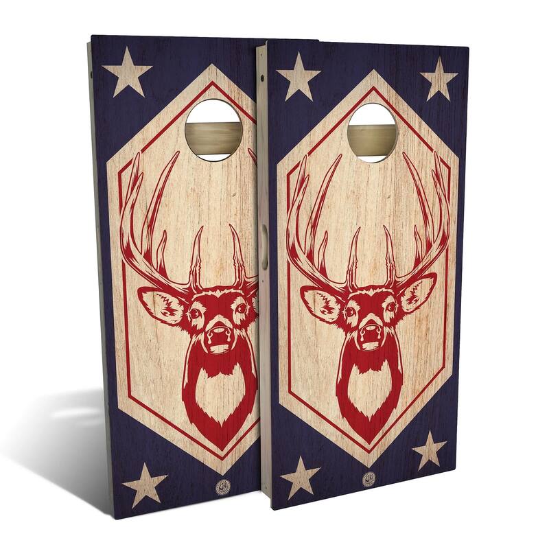 Red White Buck Outdoor Cornhole Board Set - Backyard 2x4 - NO Accessories