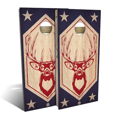Red White Buck Outdoor Cornhole Board Set