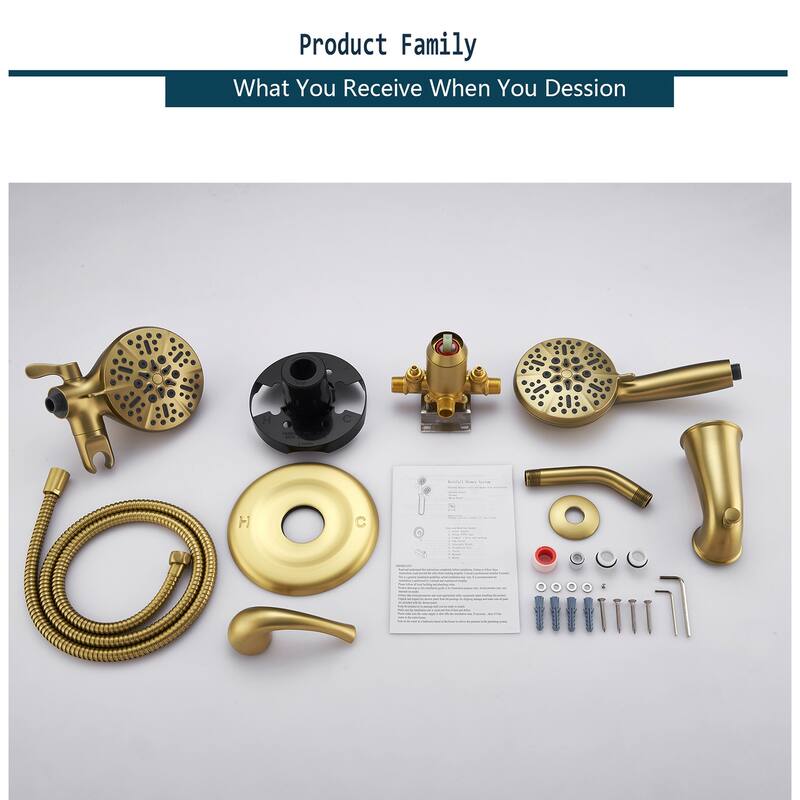 Complete Shower System with Tub Shower Faucet Set 5in Head Matte Black