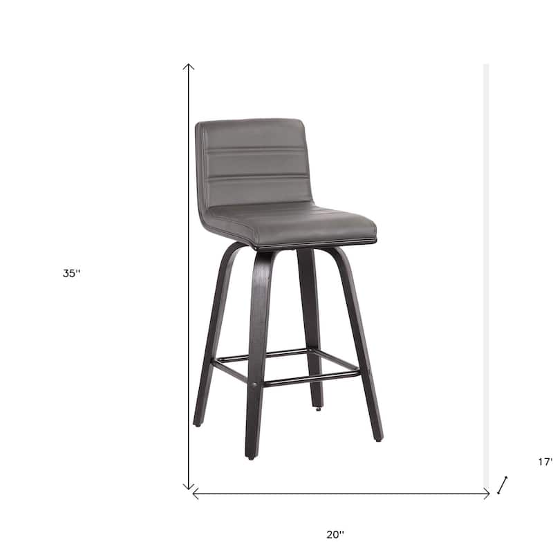 HomeRoots 26" Gray and Black Fabric and Iron Low Back Counter Height Swivel Bar Chair