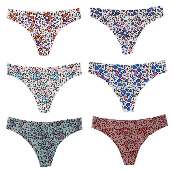 Shop Women S 6 Pack Leopard Cheetah Print Laser Cut No Show Thong