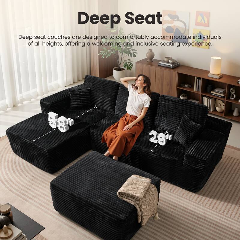 ​​OVIOS Lazy Chaise Lounge Sofa with Ottoman​