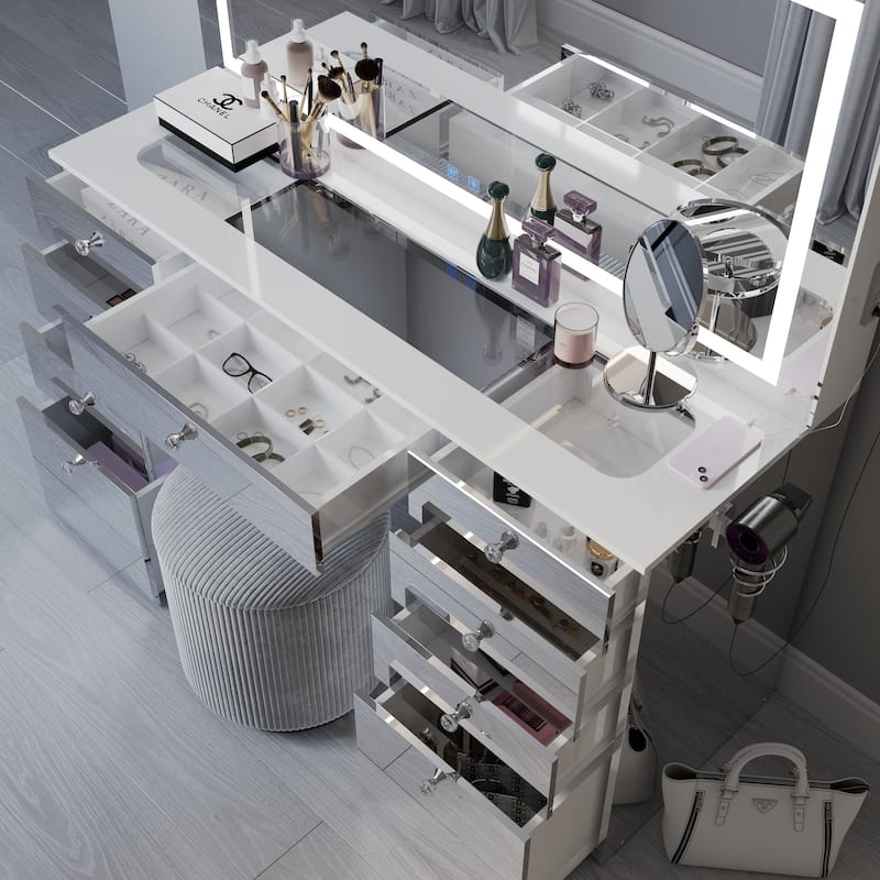 Boahaus Selina Extra-Large Vanity with Bluetooth Speakers & LED Mirror