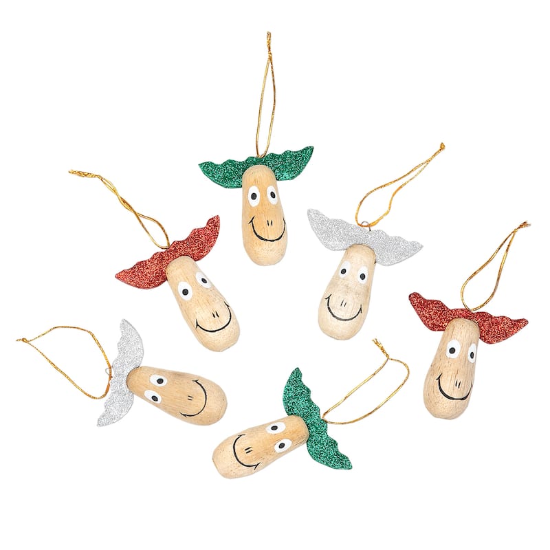 Novica Handmade Joyful Reindeer Wood Holiday Ornaments (Set Of 6)