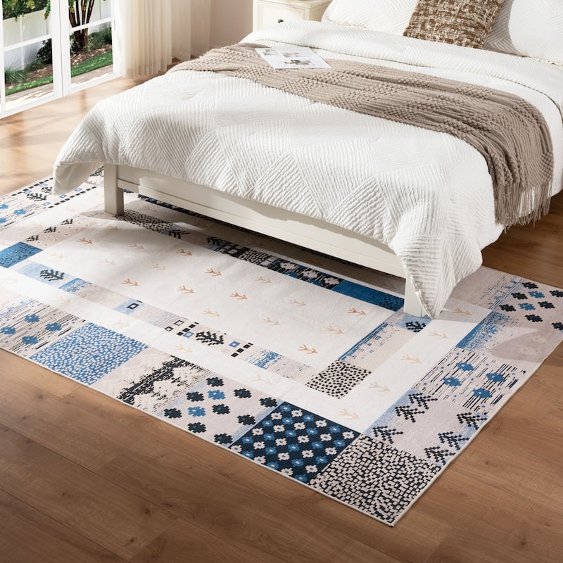 Soft and Non-Slip Machine-Washable Foldable Multi-Use Area Rug