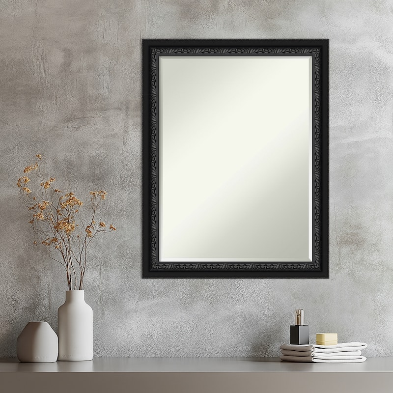 Downton Half-Inch-Bevel Framed Wall Mirror - Downton Black - 22 x 28 in