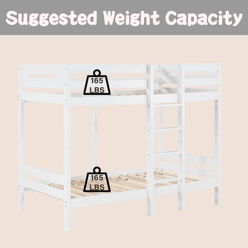 Twin over Twin Wood Bunk Bed with Ladder and Fence