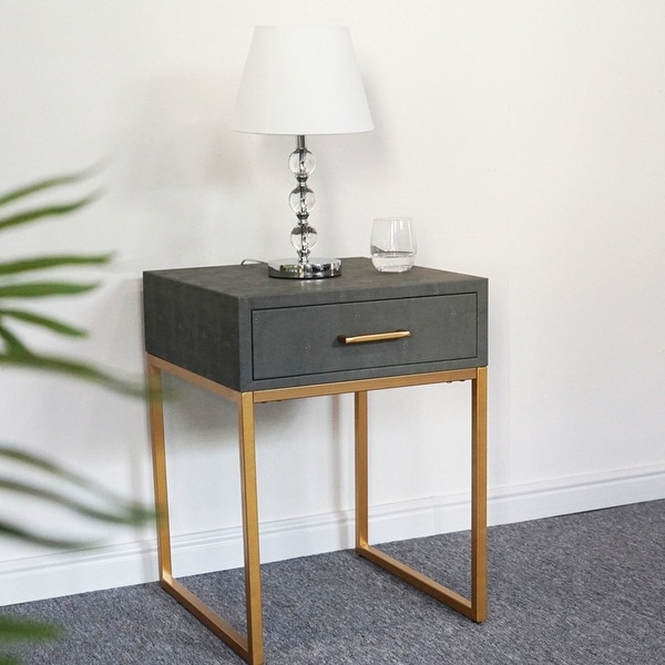 24" Zimtown Leather Drawer Cabinet Gray / Gold. Opens flyout.
