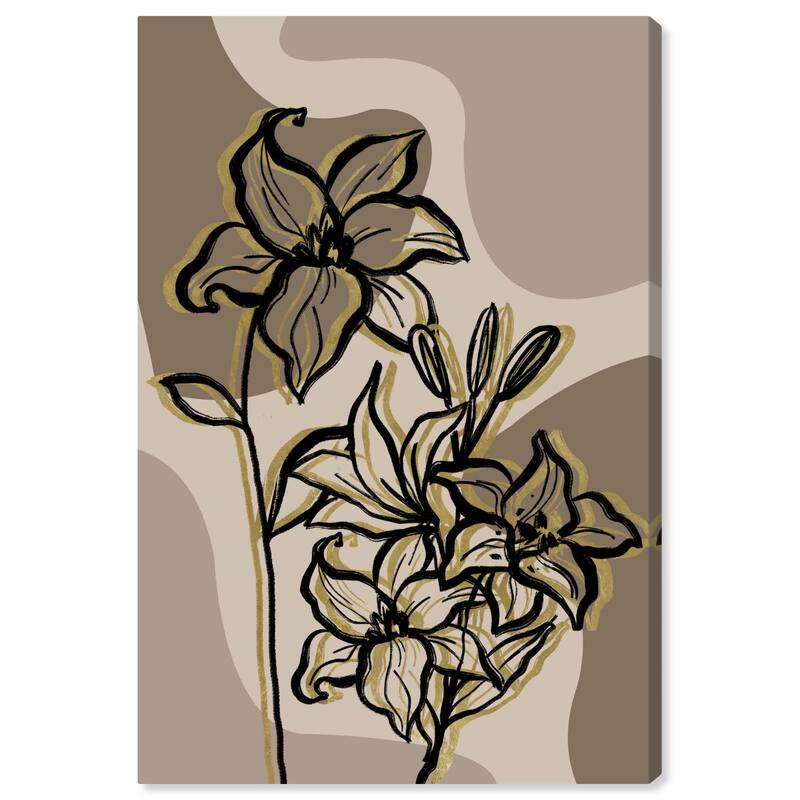 Wynwood Studio Canvas Floral and Botanical Mid Century Daffodils Brown Modern & Contemporary Wall Art Canvas Print