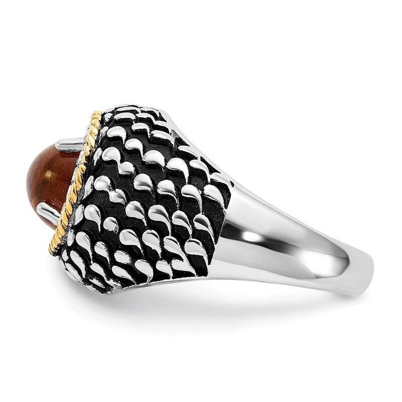Curata 925 Sterling Silver With 14k Citrine Ring