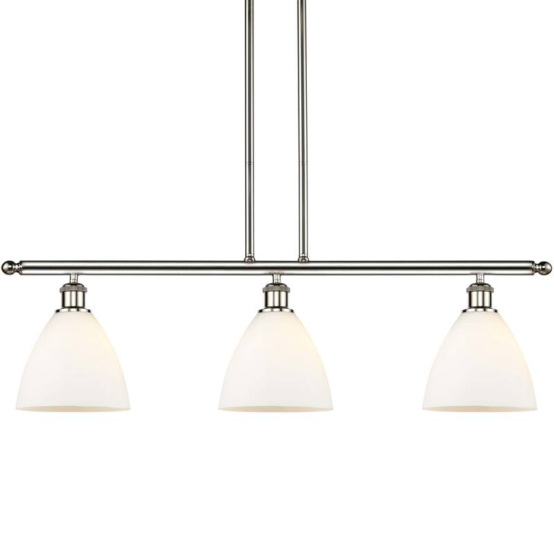 Innovations Lighting 516-3I-11-36 Bristol Linear Bristol Glass 3 Light - Polished Nickel / Matte White