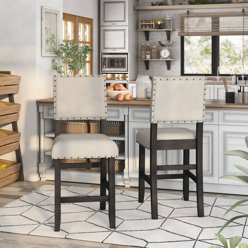 Tays Rustic Fabric Counter Height Chairs (Set of 2) by Furniture of America - Antique Black