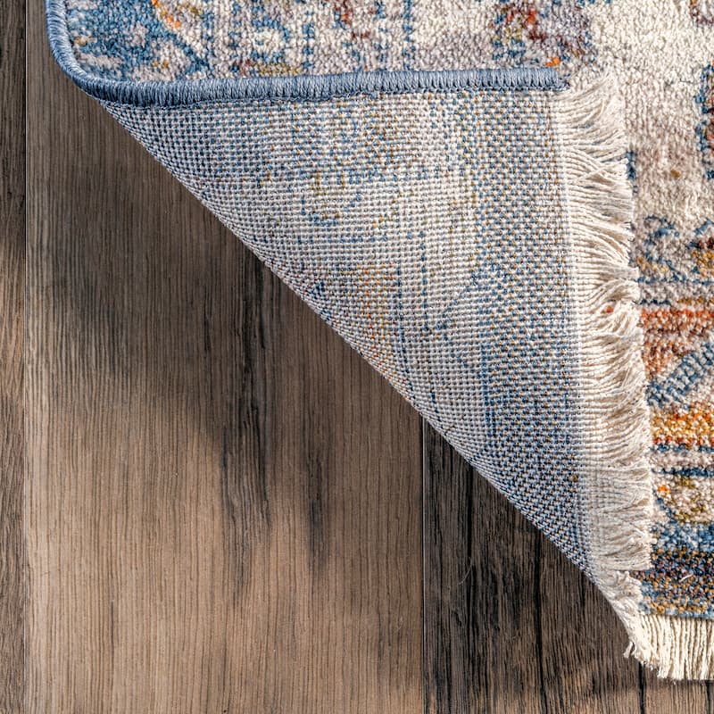 Nuloom Addison Transitional Faded Medallion Fringe Area Rug