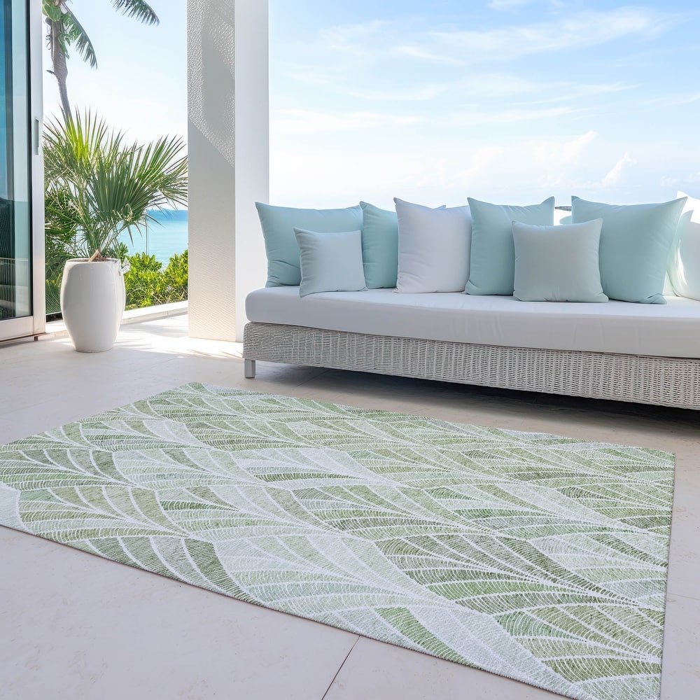 Machine Washable Indoor/ Outdoor Chantille Modern Mosaic Rug