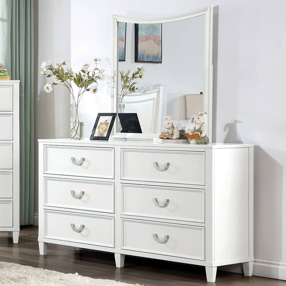 Furniture of America Wynter Modern White Wood 6-drawer Dresser with Mirror