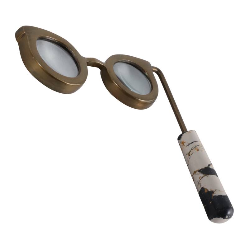 Eyeglass Magnifying Glass with Marble Handle Sculpture - 9"
