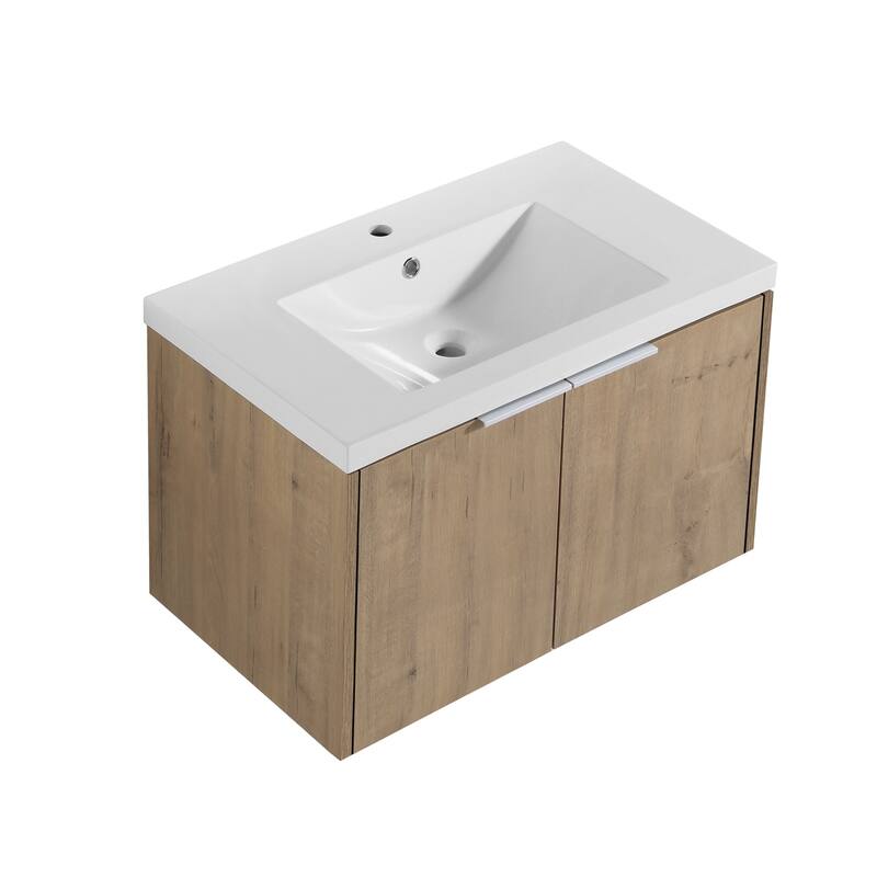 Topcraft Wall Mount Bathroom Cabinet with Sink - 30-inch - Imitative Oak