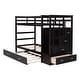 preview thumbnail 36 of 40, Twin Over Twin Bunk Bed with Trundle Bed, Staircase and 4 Storage Drawers, Solid Wood Bunk Beds with Stairs and Guardrail