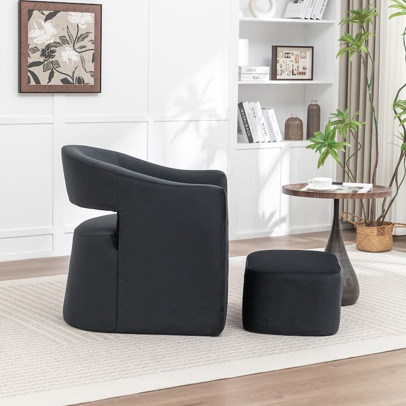 SEYNAR Modern Glam Velvet Accent Armchair Open Back with Ottoman