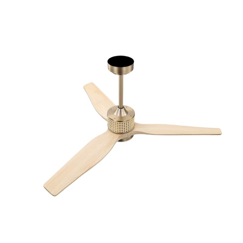 MLiAN 52 In. 3 Solid Wood Indoor Ceiling Fan with Light Kit - 52"
