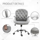 preview thumbnail 6 of 7, Button Tufted Desk Chair, Velvet Vanity Chair with Back and Wheels, Swivel Rolling Chair with Adjustable Height - N/A