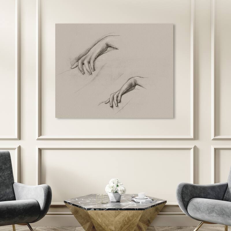 Wynwood Studio Canvas Classic Studies for a Hand in The Godhead Fires Gray and Dark Gray Traditional Wall Art Canvas Print - 36 x 45