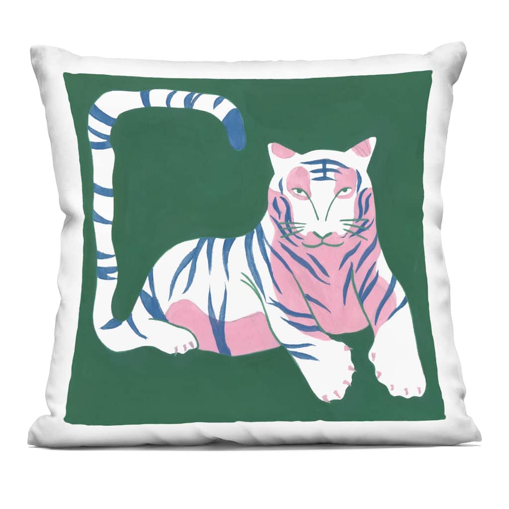 Stupell Modern Tiger with Curved Tail Decorative Printed Throw Pillow Design by Melissa Wang