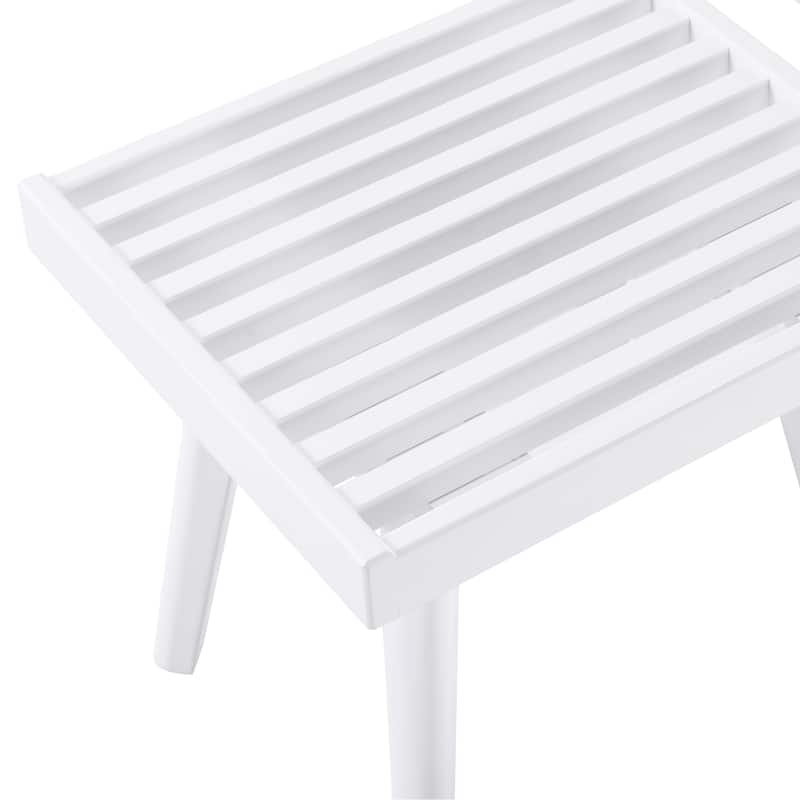 Solid Wood Slatted Bench, 19-Inch Long