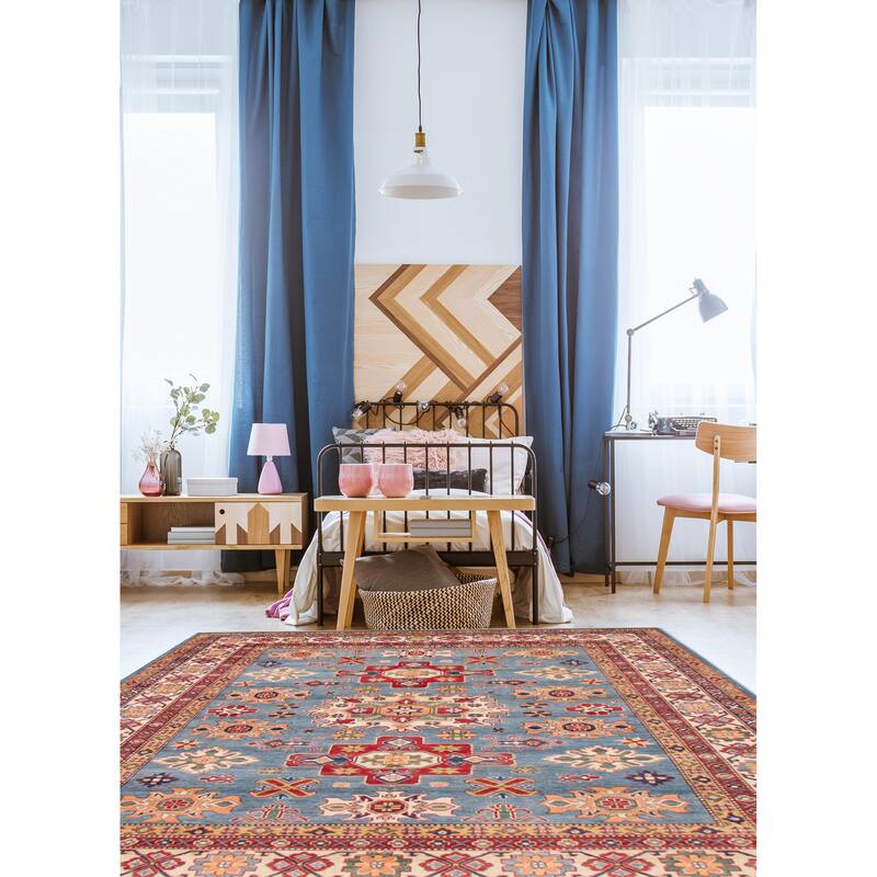 ECARPETGALLERY Hand-knotted Uzbek Ghazni Blue Wool Rug - 8'3 x 10'1