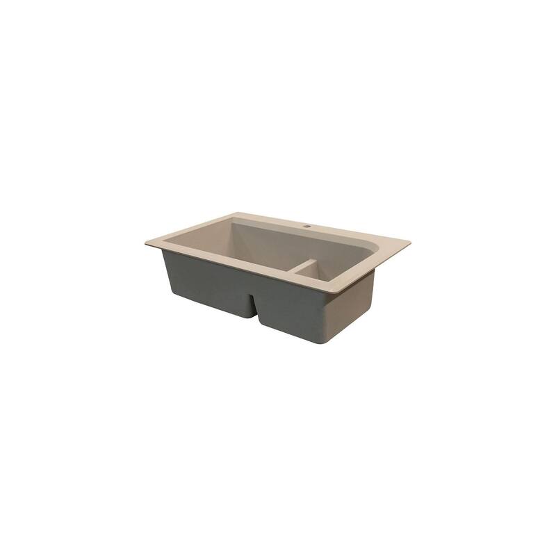 Transolid Radius 33in x 22in silQ Granite Drop-in Double Bowl Kitchen Sink with 1 Pre-Drilled Faucet Hole