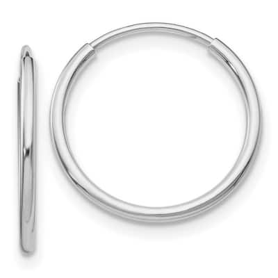 Curata 14k White Gold Polished Endless Tube Hoop Earrings - 25x25mm