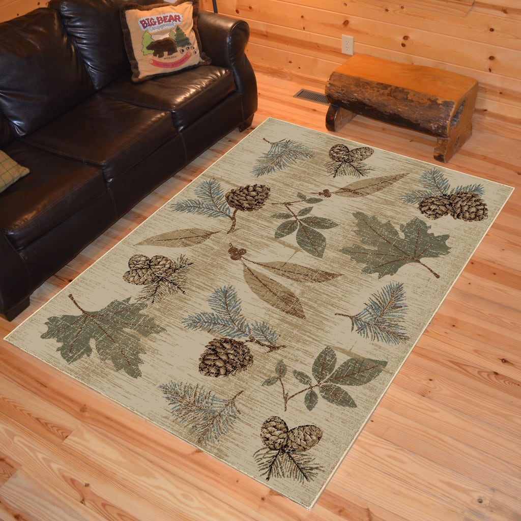 American Destination Autumn Leaves Rustic Lodge Area Rug